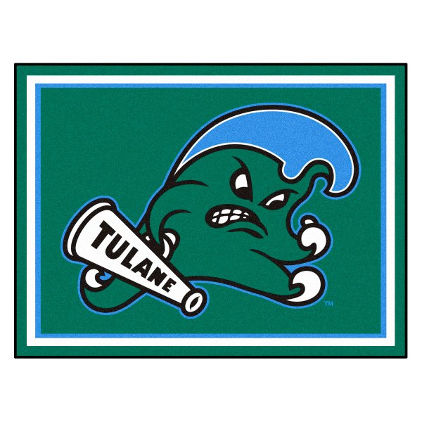 FanMats® - Tulane University 96" x 120" Nylon Face Ultra Plush Floor Rug with "Angry Wave" Primary Logo