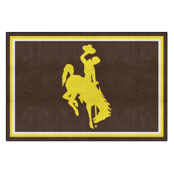 FanMats® - University of Wyoming 60" x 96" Nylon Face Ultra Plush Floor Rug with "Bucking Cowboy" Logo