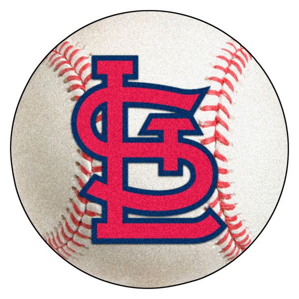 FanMats® - St. Louis Cardinals 27" Dia Nylon Face Baseball Ball Floor Mat with "STL" Logo