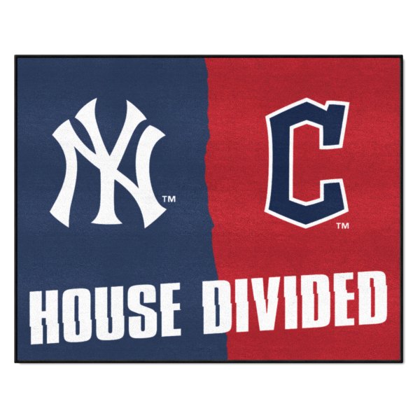 FanMats® - New York Yankees/Cleveland Indians 33.75" x 42.5" Nylon Face House Divided Floor Mat
