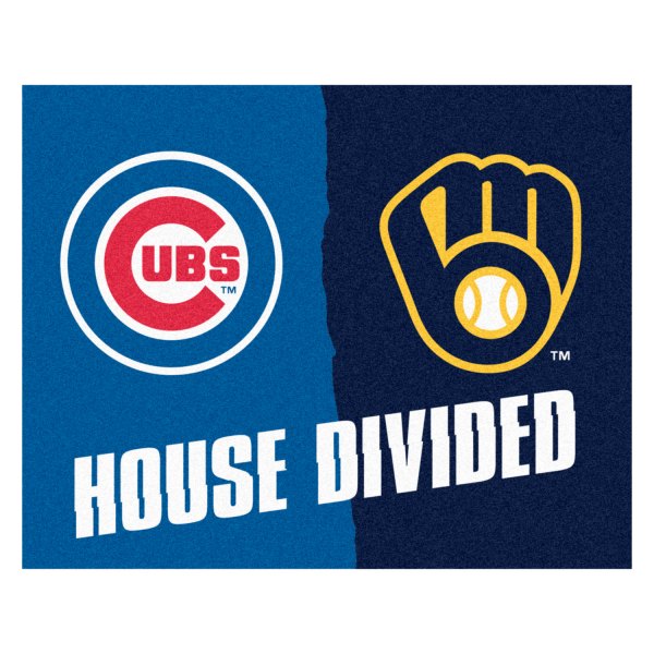 FanMats® - Chicago Cubs/Milwaukee Brewers 33.75" x 42.5" Nylon Face House Divided Floor Mat