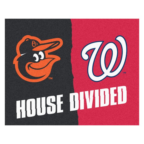 FanMats® - Baltimore Orioles/Washington Nationals 33.75" x 42.5" Nylon Face House Divided Floor Mat