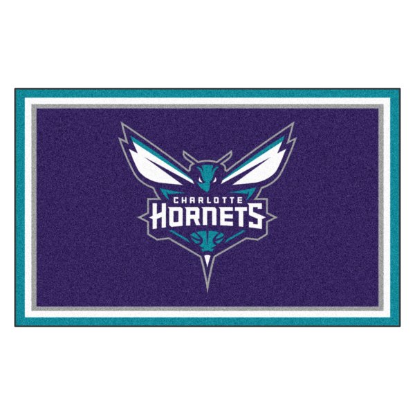 FanMats® - Charlotte Hornets 48" x 72" Nylon Face Ultra Plush Floor Rug with "Hornet with Wordmark" Logo