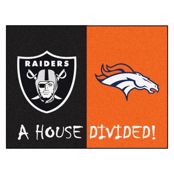 FanMats® - Las Vegas Raiders/Denver Broncos 33.75" x 42.5" Nylon Face House Divided Floor Mat