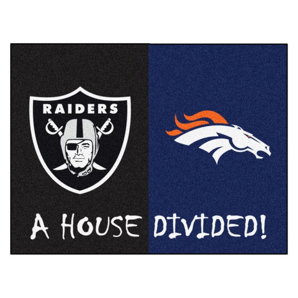 FanMats® - Denver Broncos/Las Vegas Raiders 33.75" x 42.5" Nylon Face House Divided Floor Mat
