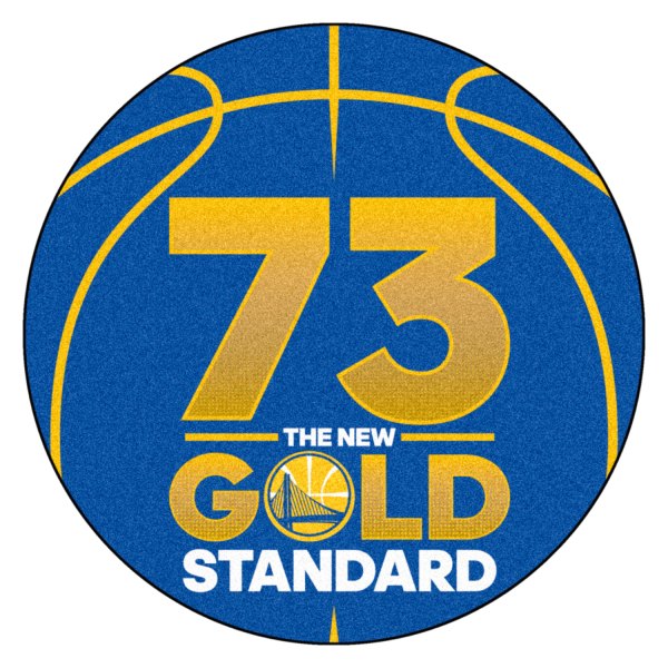 FanMats® - Golden State Warriors 27" Dia Nylon Face Basketball Ball Floor Mat with "The New Gold Standards 73" Logo
