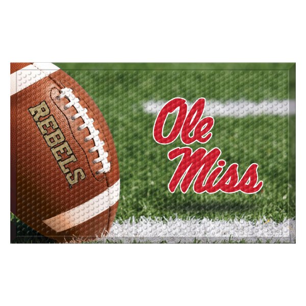 FanMats® - University of Mississippi (Ole Miss) 19" x 30" Rubber Scraper Door Mat with "Ole Miss" Script Logo