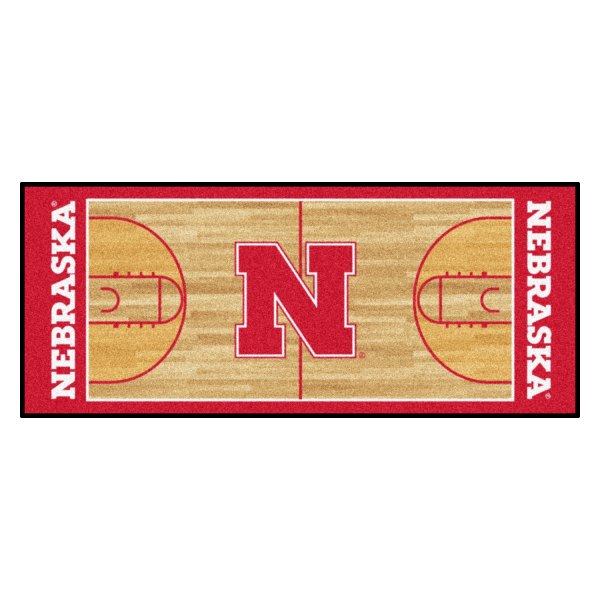 FanMats® - University of Nebraska 30" x 72" Nylon Face Basketball Court Runner Mat with "Huskers" Logo