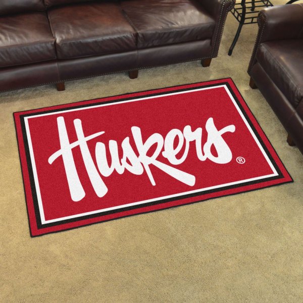 FanMats® - University of Nebraska 48" x 72" Nylon Face Ultra Plush Floor Rug with "Huskers" Logo