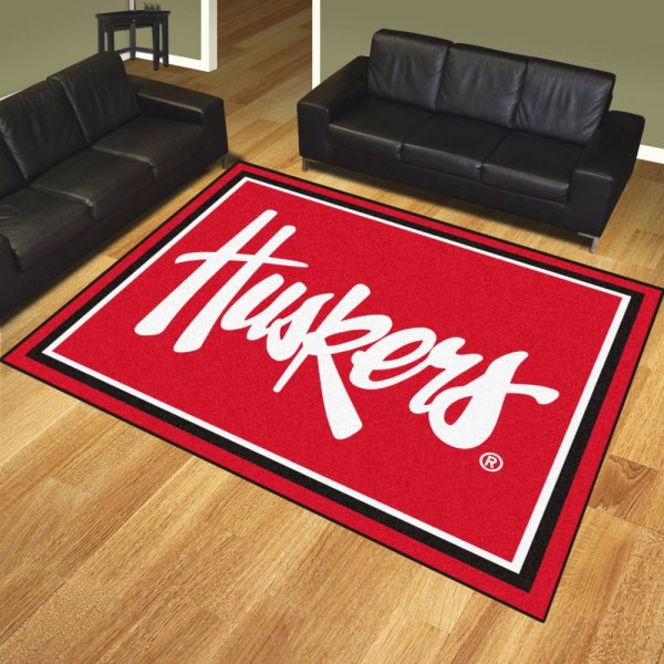 FanMats® - University of Nebraska 96" x 120" Nylon Face Ultra Plush Floor Rug with "Huskers" Logo