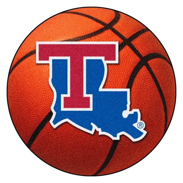 FanMats® - Louisiana Tech University 27" Dia Nylon Face Basketball Ball Floor Mat with "Louisiana Outline & T" Logo