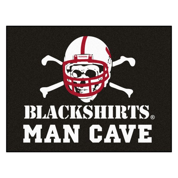 FanMats® - University of Nebraska 33.75" x 42.5" Nylon Face Man Cave All-Star Floor Mat with "Blackshirts" Alternate Logo