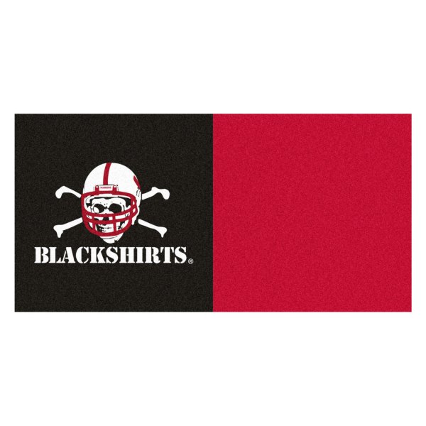 FanMats® - University of Nebraska 18" x 18" Nylon Face Team Carpet Tiles with "Blackshirts" Alternate Logo