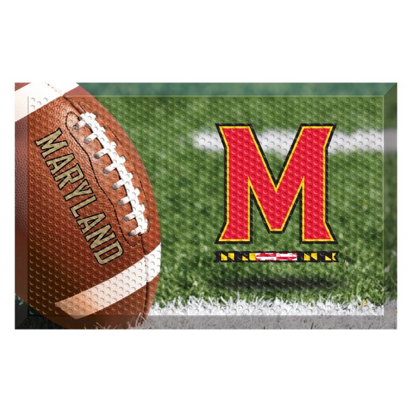FanMats® - University of Maryland 19" x 30" Rubber Scraper Door Mat with "M & Flag Strip" Logo