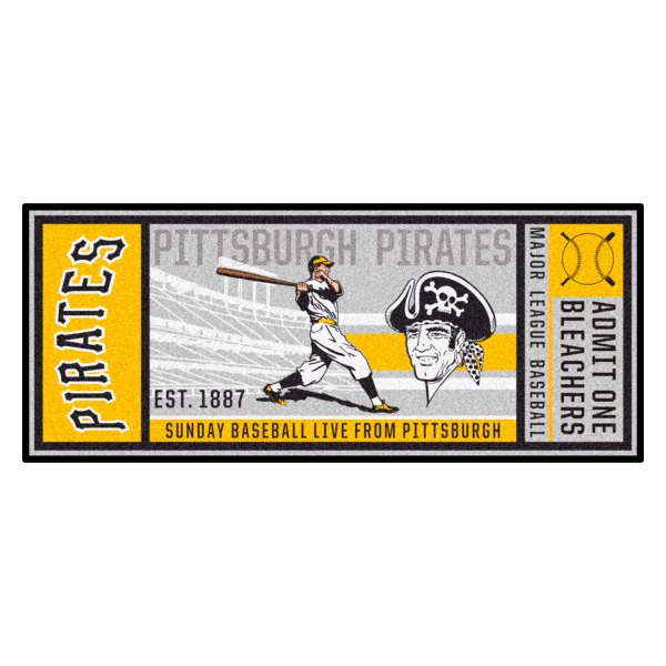 FanMats® - Cooperstown Retro Collection 1977 Pittsburgh Pirates 30" x 72" Nylon Face Retro Ticket Runner Mat