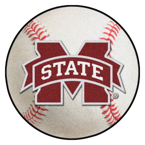FanMats® - Mississippi State University 27" Dia Nylon Face Baseball Ball Floor Mat with "M State" Logo