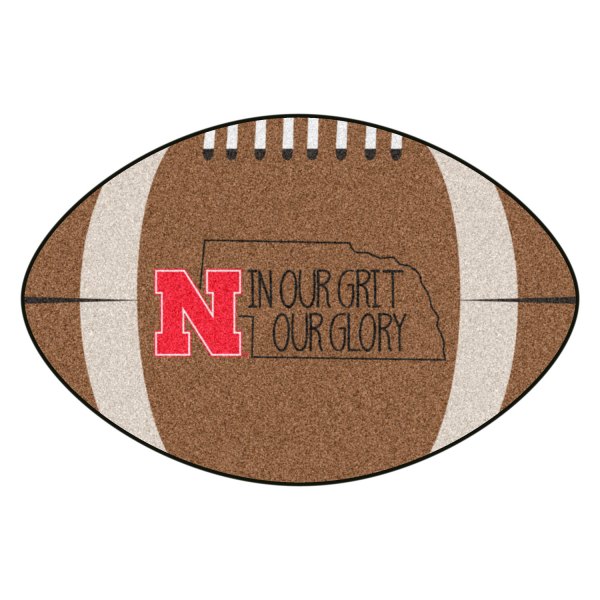 FanMats® - "Southern Style" University of Nebraska 20.5" x 32.5" Nylon Face Football Ball Floor Mat