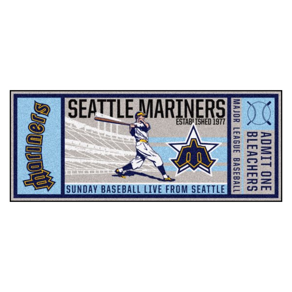 FanMats® - Cooperstown Retro Collection 1981 Seattle Mariners 30" x 72" Nylon Face Retro Ticket Runner Mat
