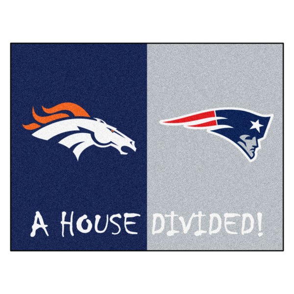 FanMats® - Denver Broncos/New England Patriots 33.75" x 42.5" Nylon Face House Divided Floor Mat