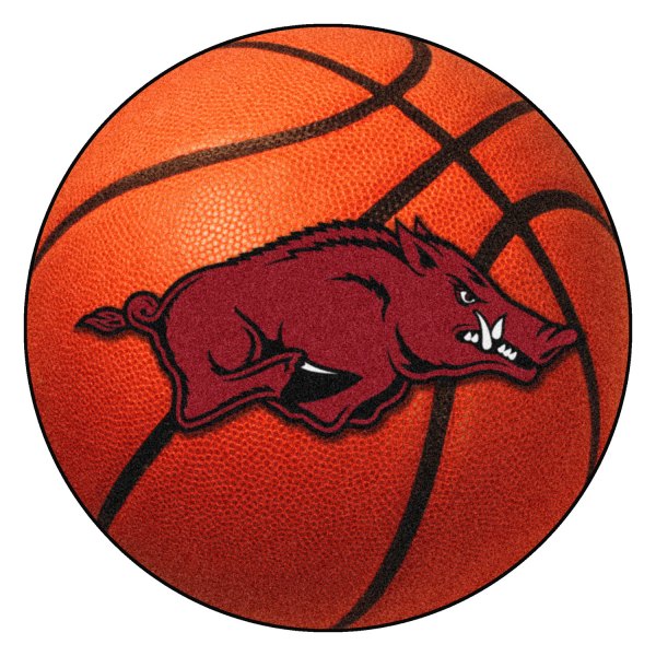 FanMats® - University of Arkansas 27" Dia Nylon Face Basketball Ball Floor Mat with "Razorback" Logo