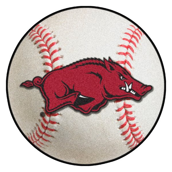 FanMats® - University of Arkansas 27" Dia Nylon Face Baseball Ball Floor Mat with "Razorback" Logo