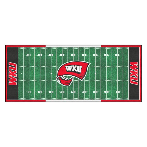FanMats® - Western Kentucky University 30" x 72" Nylon Face Football Field Runner Mat with "Flag WKU" Logo & Wordmark