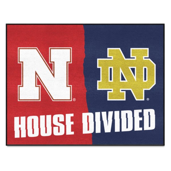 FanMats® - University of Nebraska/Notre Dame 33.75" x 42.5" Nylon Face House Divided Floor Mat