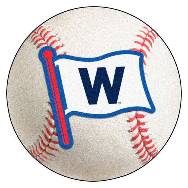 FanMats® - Chicago Cubs 27" Dia Nylon Face Baseball Ball Floor Mat with "W Flag" Logo