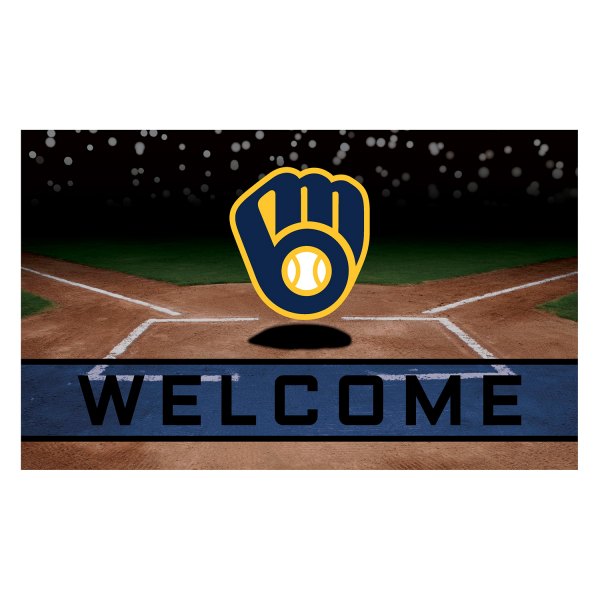 FanMats® - Milwaukee Brewers 18" x 30" Crumb Rubber Door Mat with "M with Wheat" Logo