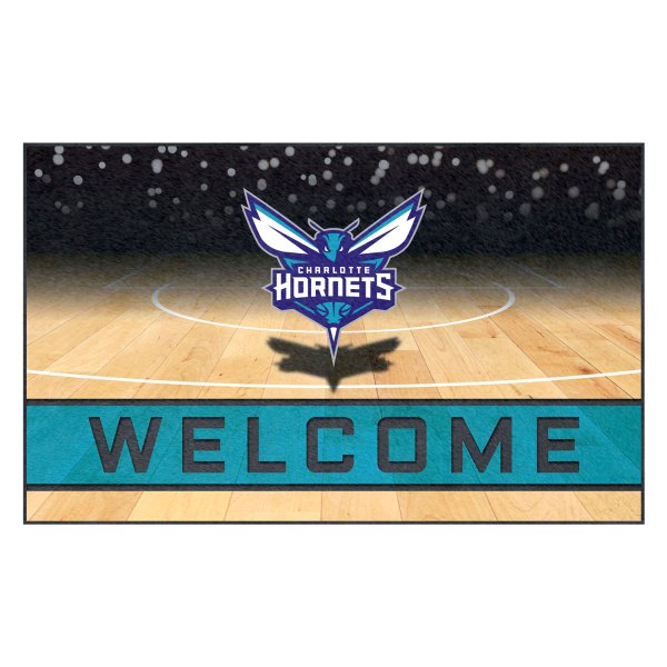 FanMats® - Charlotte Hornets 18" x 30" Crumb Rubber Door Mat with "Hornet with Wordmark" Logo