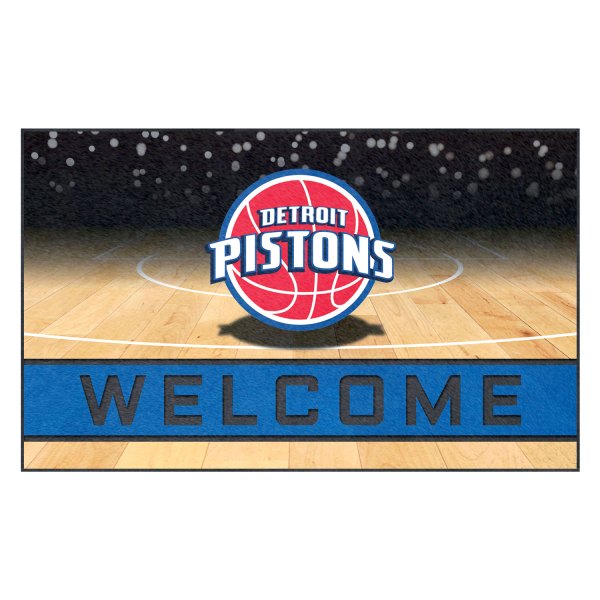 FanMats® - Detroit Pistons 18" x 30" Crumb Rubber Door Mat with "Basketball with Wordmark" Logo