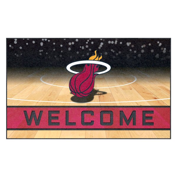 FanMats® - Miami Heat 18" x 30" Crumb Rubber Door Mat with "Flaming Basketball" Logo