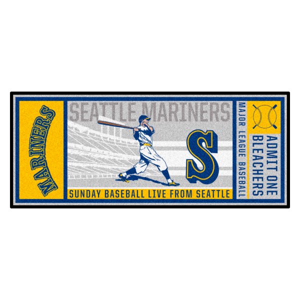 FanMats® - Cooperstown Retro Collection 1989 Seattle Mariners 30" x 72" Nylon Face Retro Ticket Runner Mat