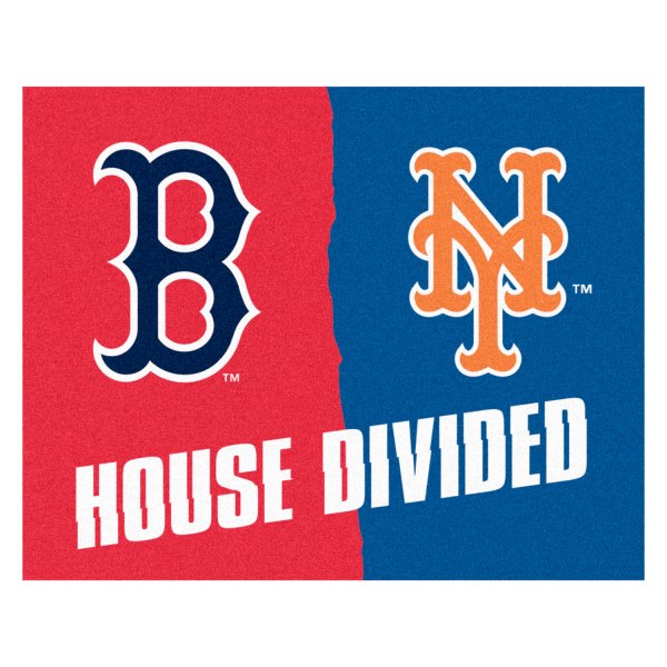 FanMats® - Boston Red Sox/New York Mets 33.75" x 42.5" Nylon Face House Divided Floor Mat