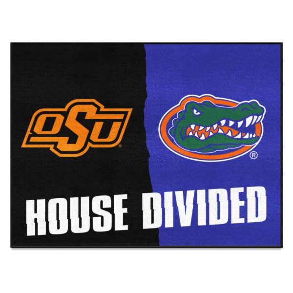 FanMats® - Oklahoma State University/University of Florida 33.75" x 42.5" Nylon Face House Divided Floor Mat