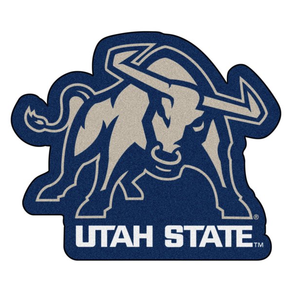 FanMats® - Utah State University 36" x 48" Nylon Face Mascot Floor Mat with "Bull" Logo & Wordmark