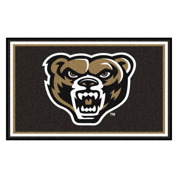 FanMats® - Oakland University 48" x 72" Nylon Face Ultra Plush Floor Rug with "Grizzly Bear" Logo