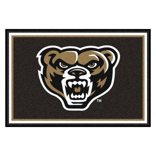 FanMats® - Oakland University 60" x 96" Nylon Face Ultra Plush Floor Rug with "Grizzly Bear" Logo