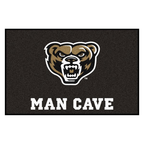 FanMats® - Oakland University 19" x 30" Nylon Face Man Cave Starter Mat with "Grizzly Bear" Logo