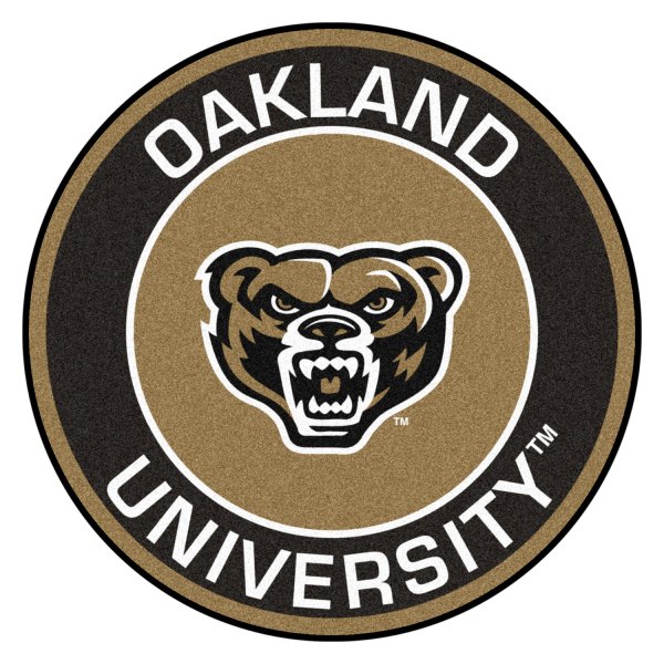 FanMats® - Oakland University 27" Dia Nylon Face Floor Mat with "Grizzly Bear" Logo
