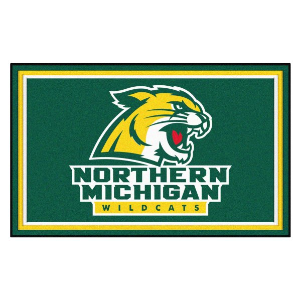 FanMats® - Northern Michigan University 48" x 72" Nylon Face Ultra Plush Floor Rug with "Wildcat" Logo & Wordmark