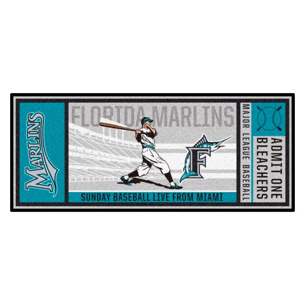 FanMats® - Cooperstown Retro Collection 1993 Florida Marlins 30" x 72" Nylon Face Retro Ticket Runner Mat