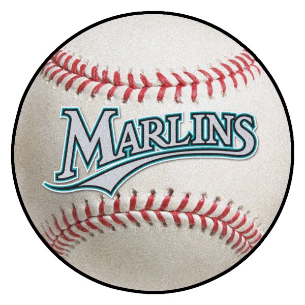 FanMats® - Cooperstown Retro Collection 1993 Florida Marlins Baseball Mat 27" Dia Nylon Face Retro Baseball Ball Floor Mat