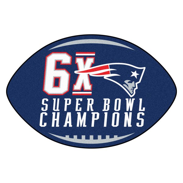 FanMats® - New England Patriots 20.5" x 32.5" Nylon Face Football Ball Floor Mat with "6X Super Bowl Champions" Logo