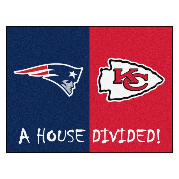 FanMats® - New England Patriots/Kansas City Chiefs 33.75" x 42.5" Nylon Face House Divided Floor Mat