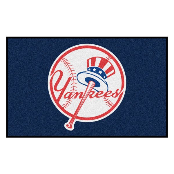 FanMats® - New York Yankees 60" x 96" Nylon Face Ulti-Mat with "Circular Baseball with Script Yankees & Hat" Logo