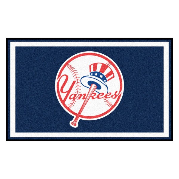 FanMats® - New York Yankees 48" x 72" Nylon Face Ultra Plush Floor Rug with "Circular Baseball with Script Yankees & Hat" Logo