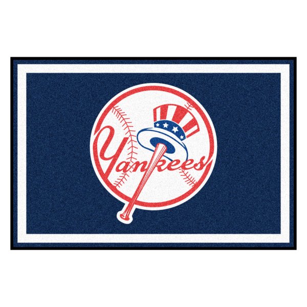 FanMats® - New York Yankees 60" x 96" Nylon Face Ultra Plush Floor Rug with "Circular Baseball with Script Yankees & Hat" Logo