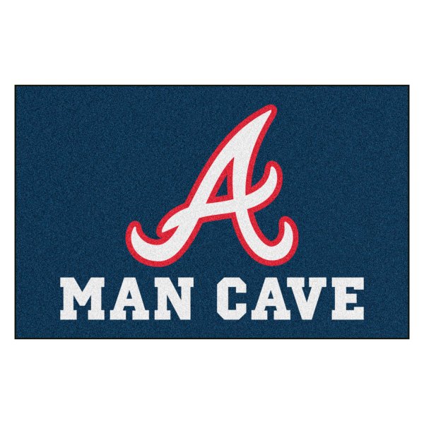 FanMats® - Atlanta Braves 19" x 30" Nylon Face Man Cave Starter Mat with "Braves Script with Tomahawk" Logo