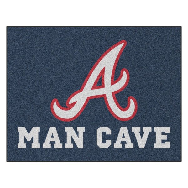 FanMats® - Atlanta Braves 33.75" x 42.5" Nylon Face Man Cave All-Star Floor Mat with "Braves Script with Tomahawk" Logo